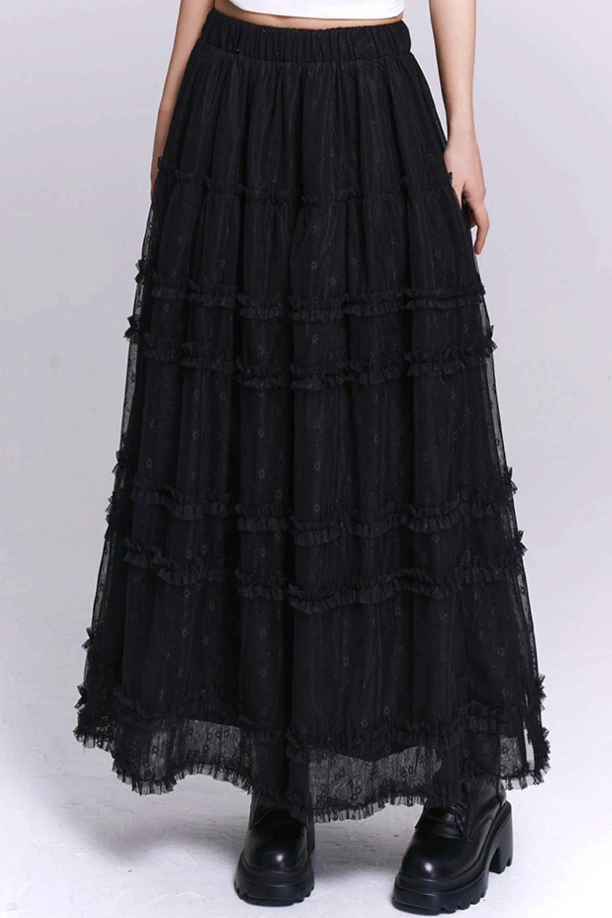 Black Lace Mesh Skirt