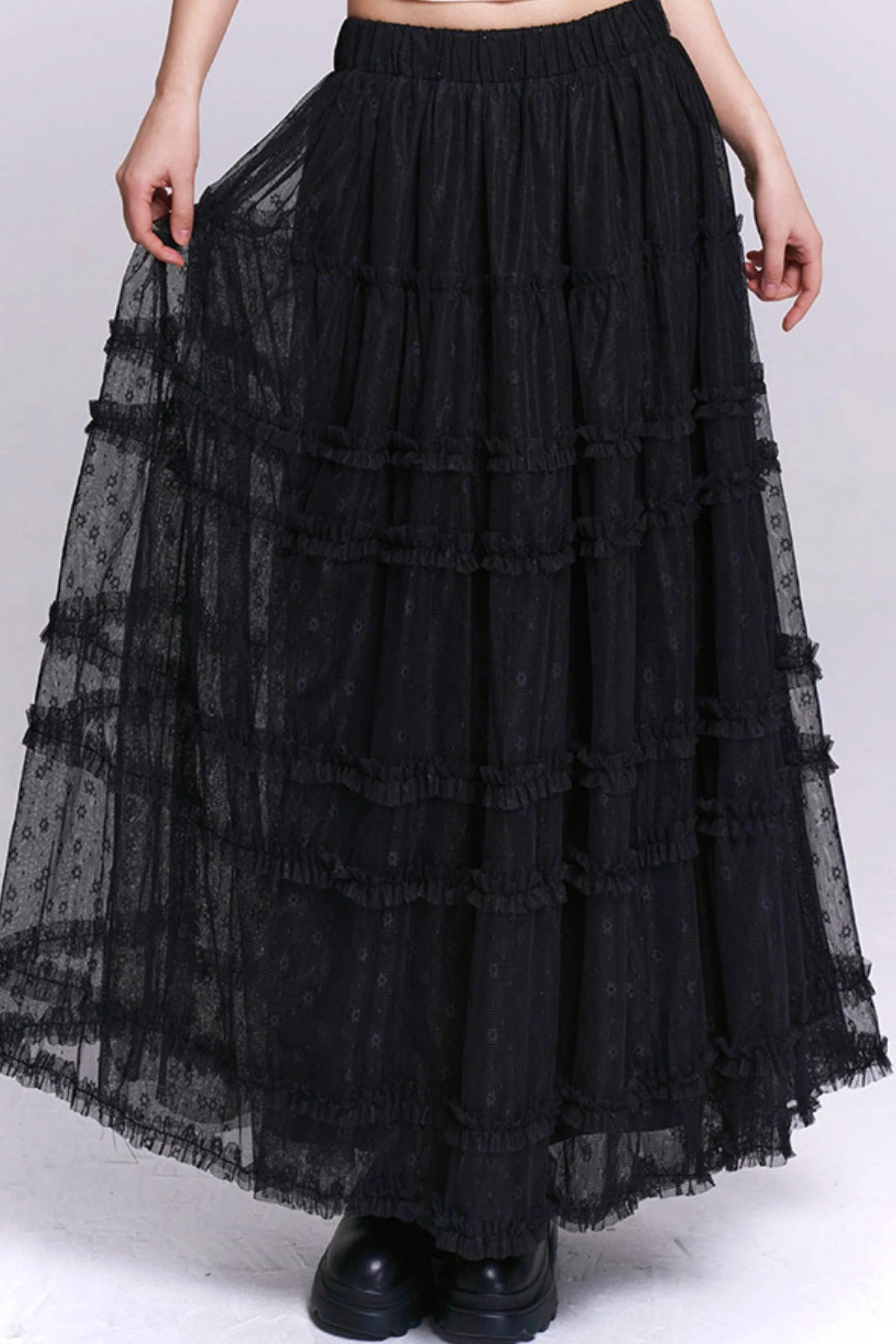 Black Lace Mesh Skirt - Image 2