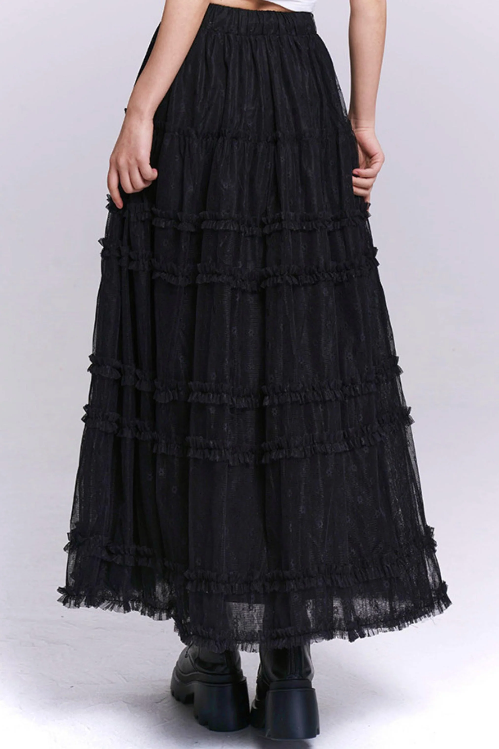 Black Lace Mesh Skirt - Image 5