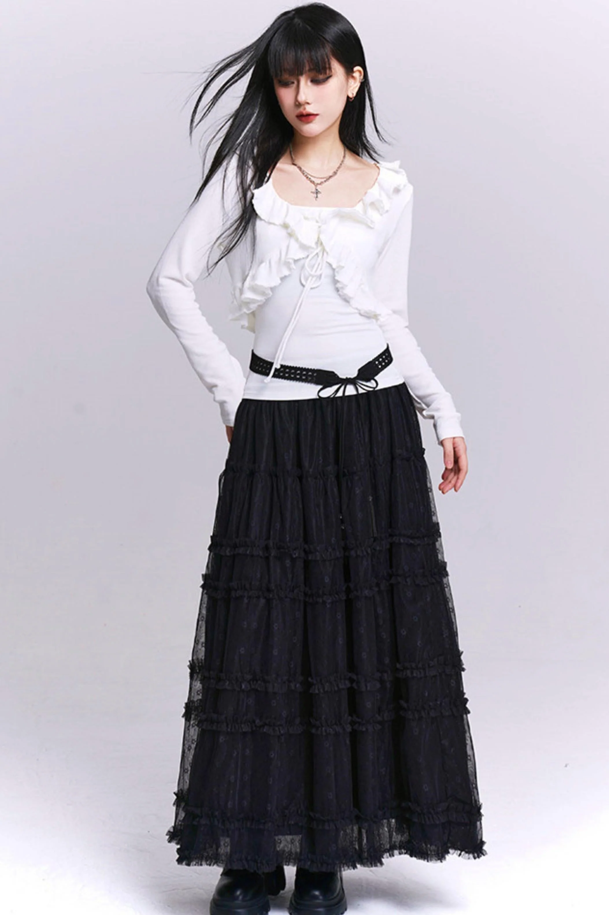 Black Lace Mesh Skirt - Image 7