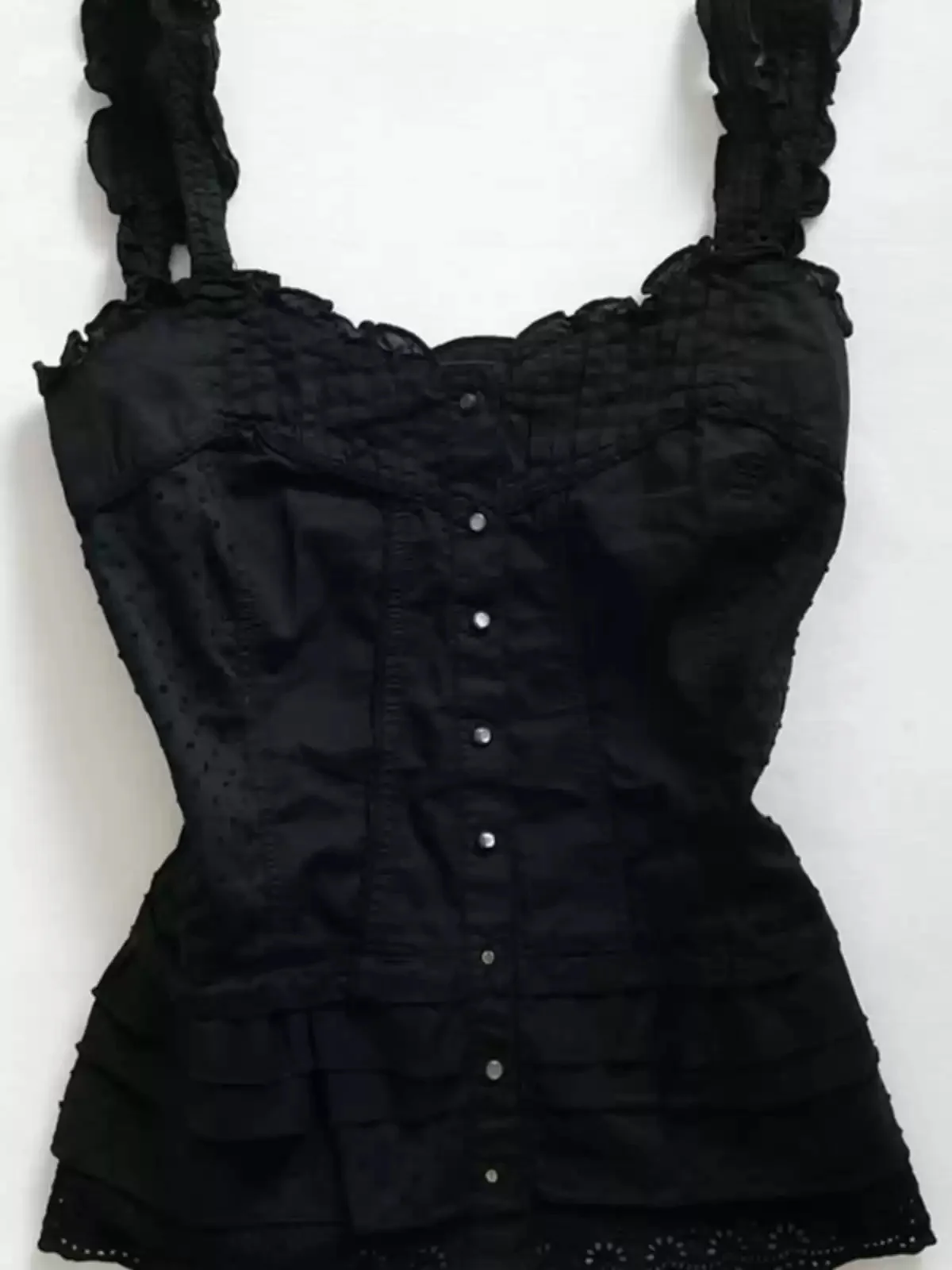 Black lace patchwork camisole - Image 3