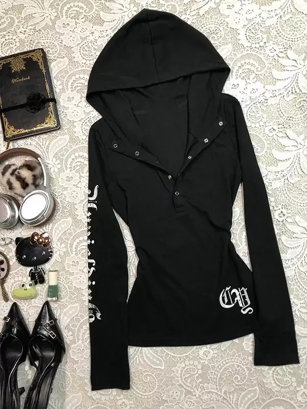 Black letter hooded sweatshirt jacket - Image 2