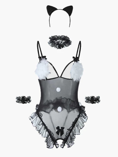 Black Mesh Bunny Lingerie