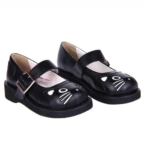 Black Patent Leather Point Toe Platform Sweet Lolita Shoes - Image 3