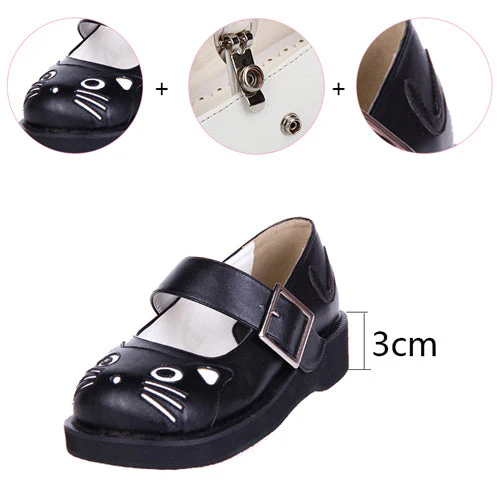 Black Patent Leather Point Toe Platform Sweet Lolita Shoes - Image 8