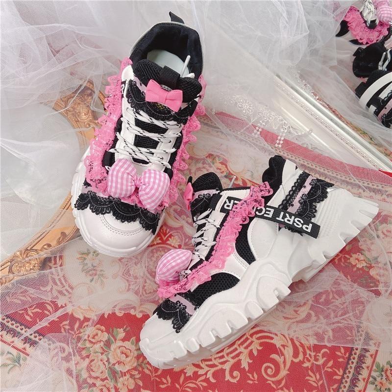 Black & Pink Baby Doll Sneakers - Image 6