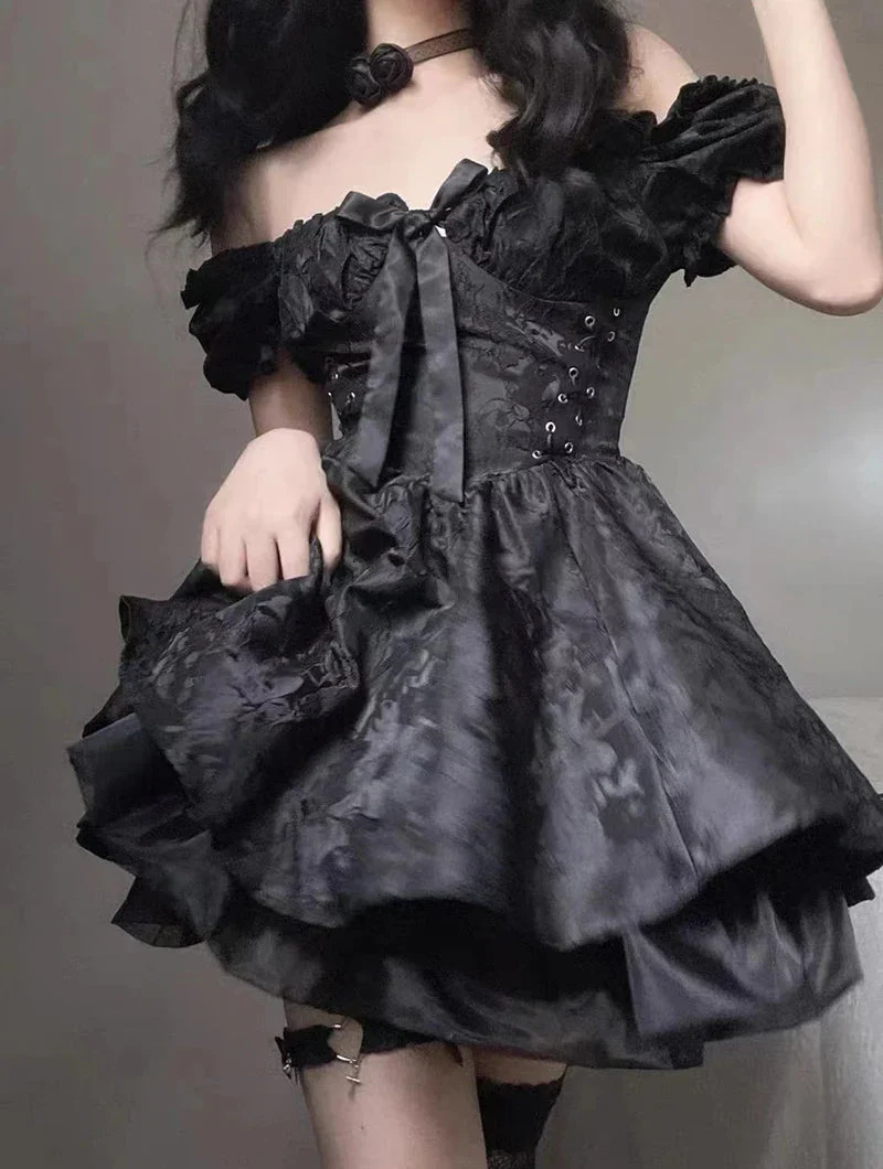 Black Princess Mini Dress - Image 3