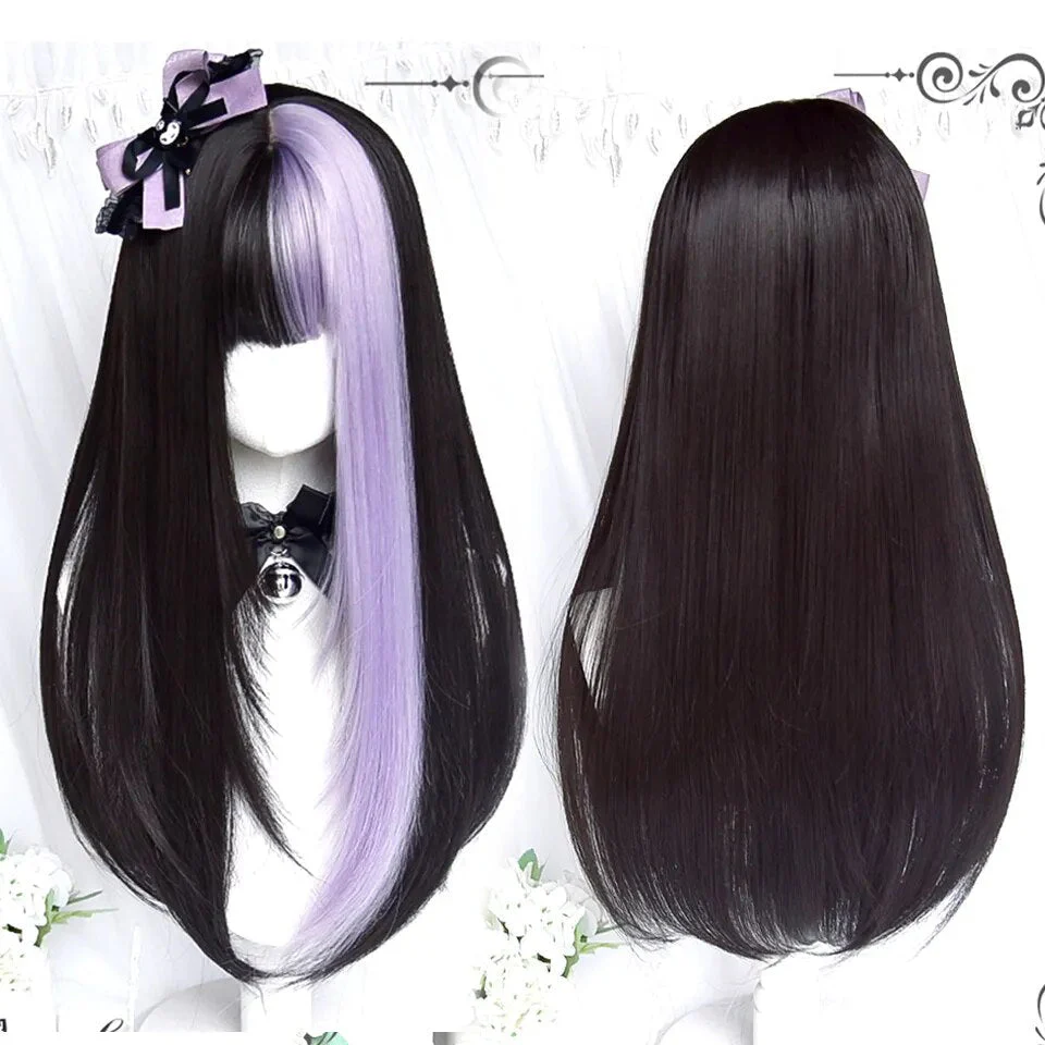 Black & Purple Color Block Wig - Image 3