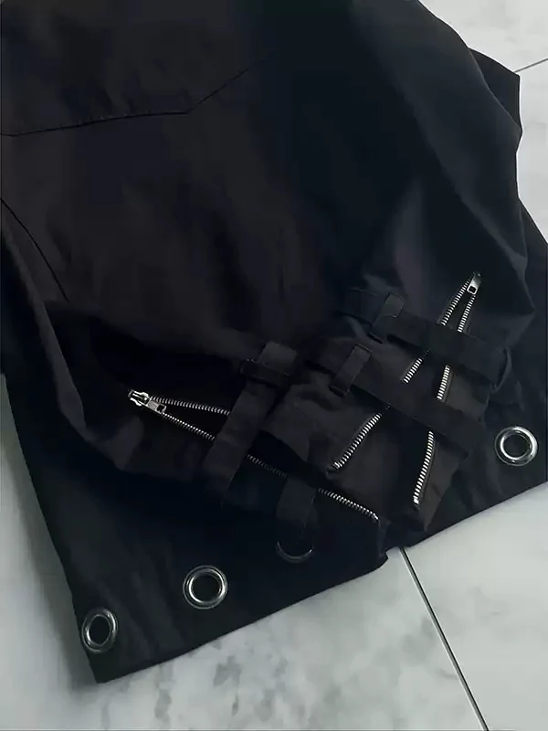 black retro motorcycle jacket - Image 3