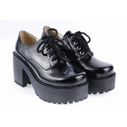 Black Round Toe Army Style Platform Classic Lolita Shoes - Image 2