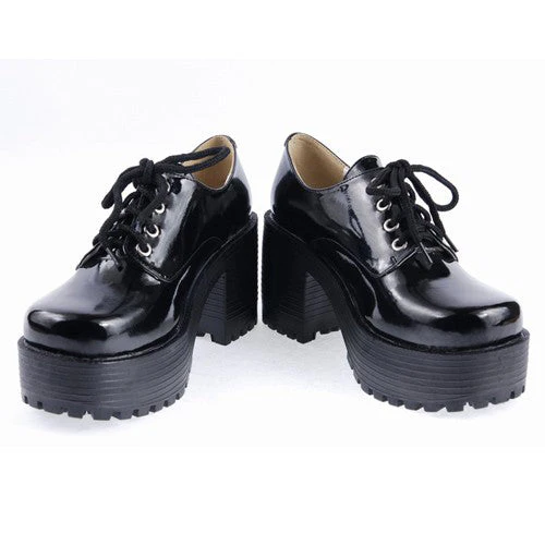 Black Round Toe Army Style Platform Classic Lolita Shoes - Image 4