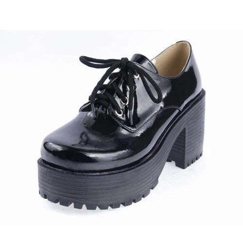 Black Round Toe Army Style Platform Classic Lolita Shoes - Image 6