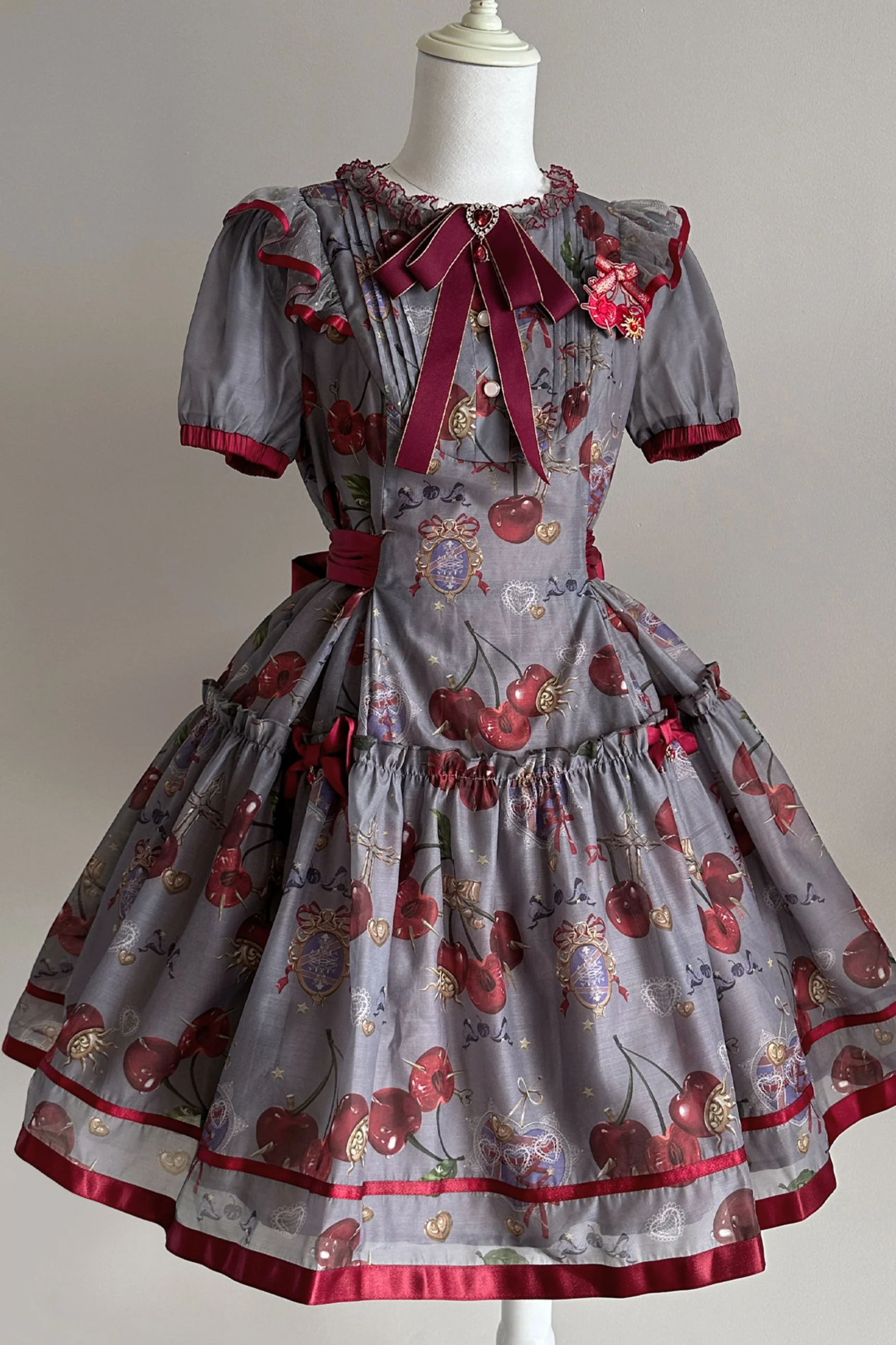 Retro Antique Cherry Sweet Lolita Dress + Jumper Skirt