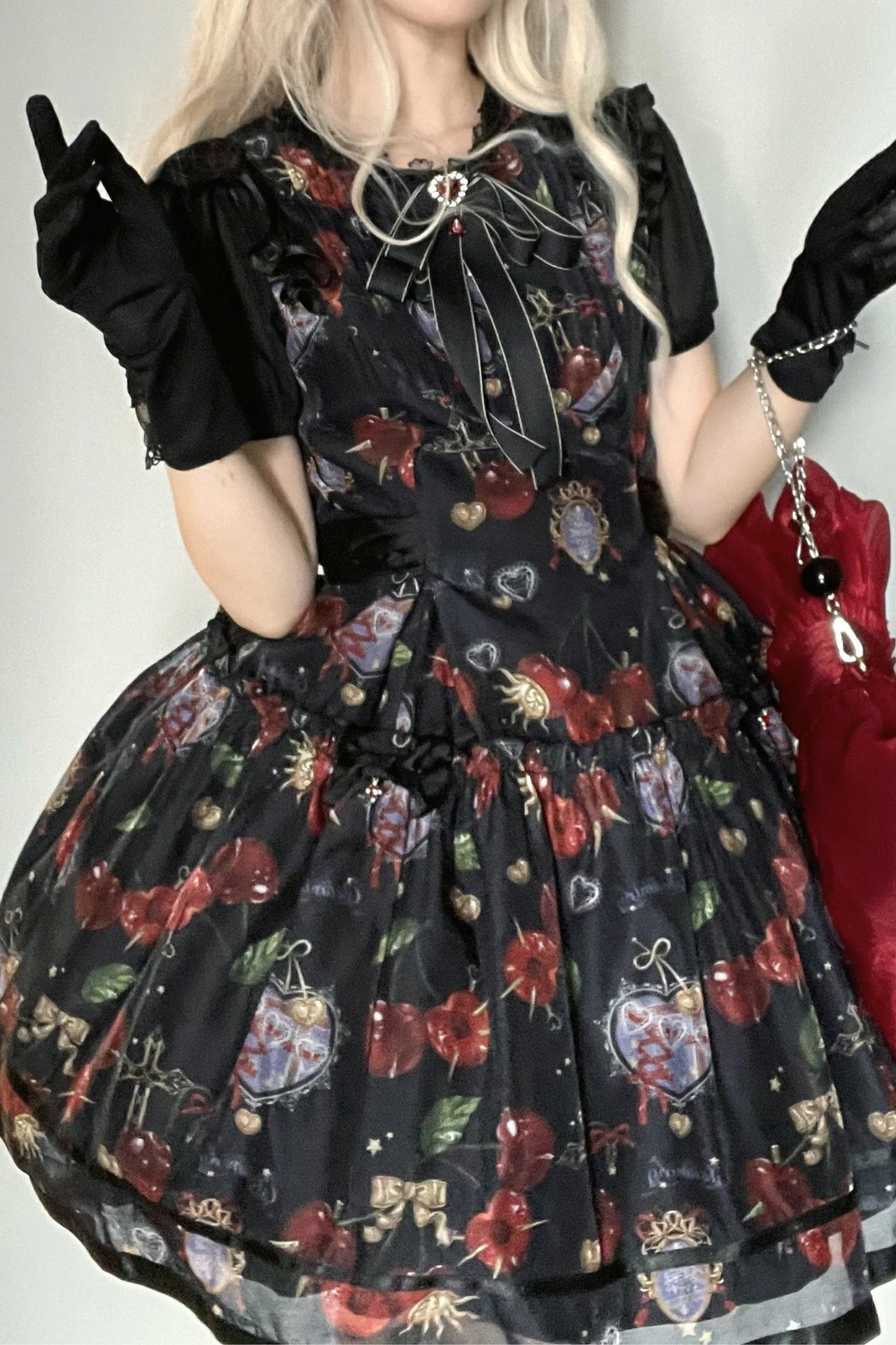 Retro Antique Cherry Sweet Lolita Dress + Jumper Skirt - Image 19