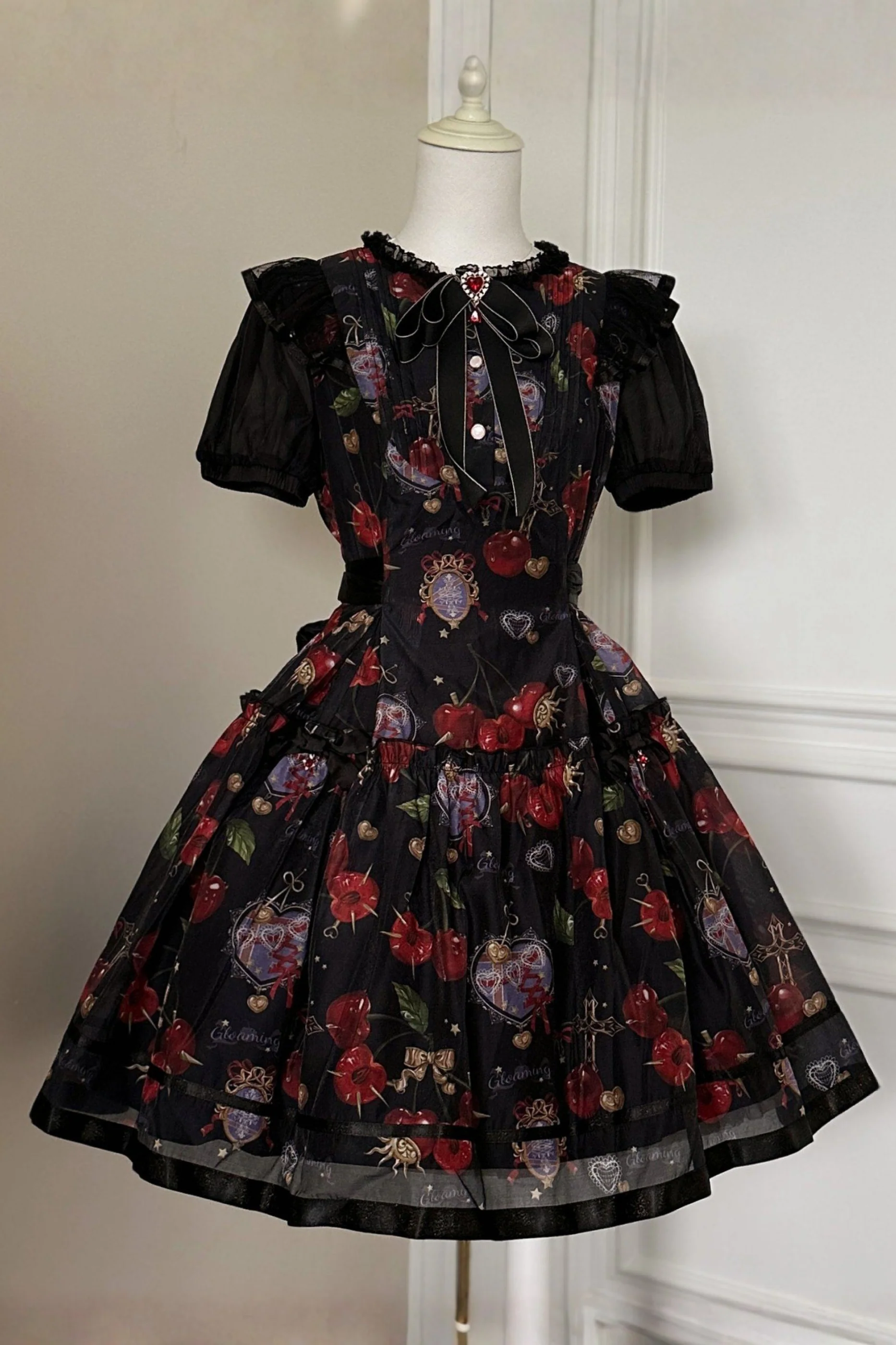 Retro Antique Cherry Sweet Lolita Dress + Jumper Skirt - Image 2