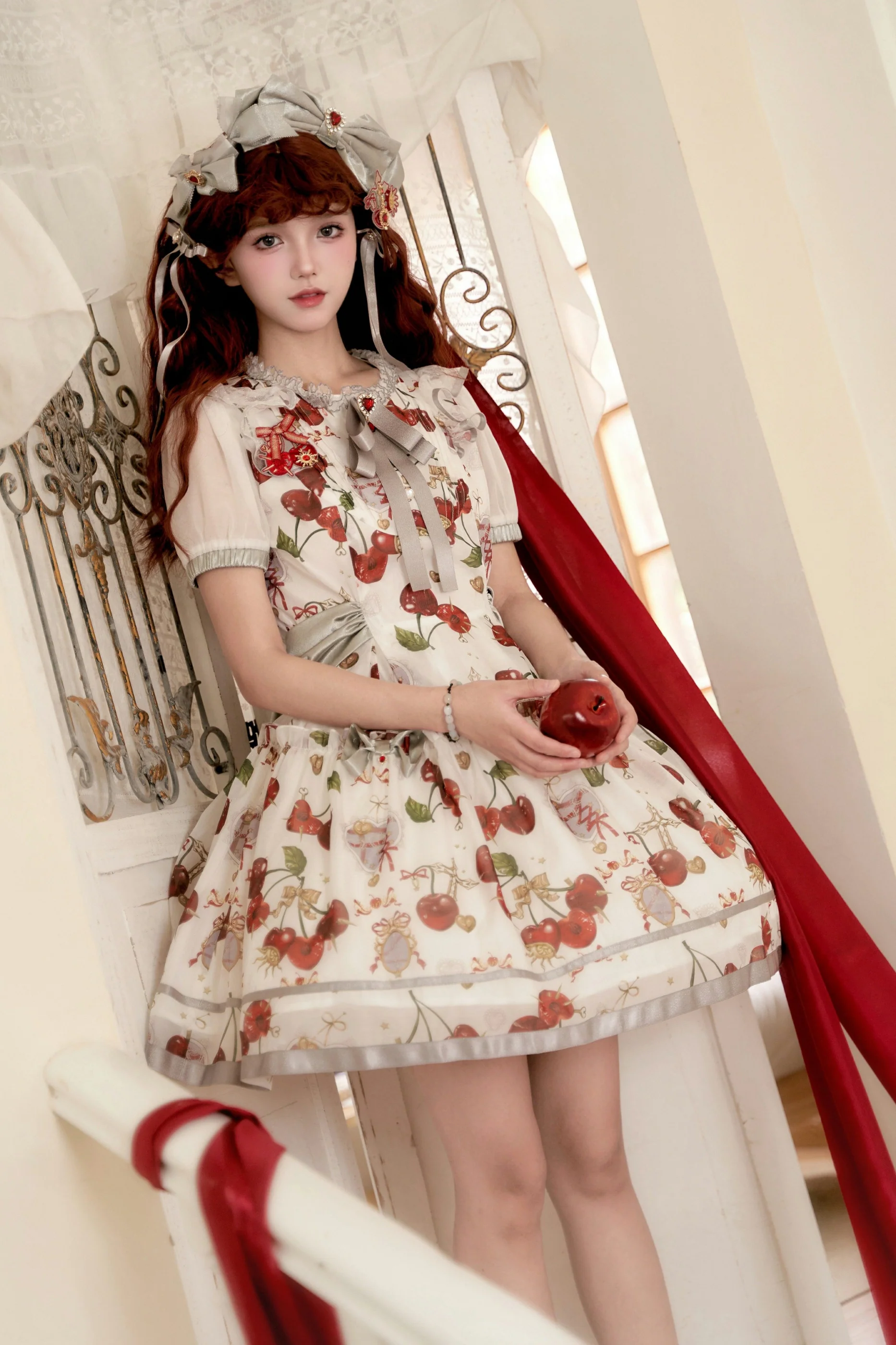 Retro Antique Cherry Sweet Lolita Dress + Jumper Skirt - Image 24