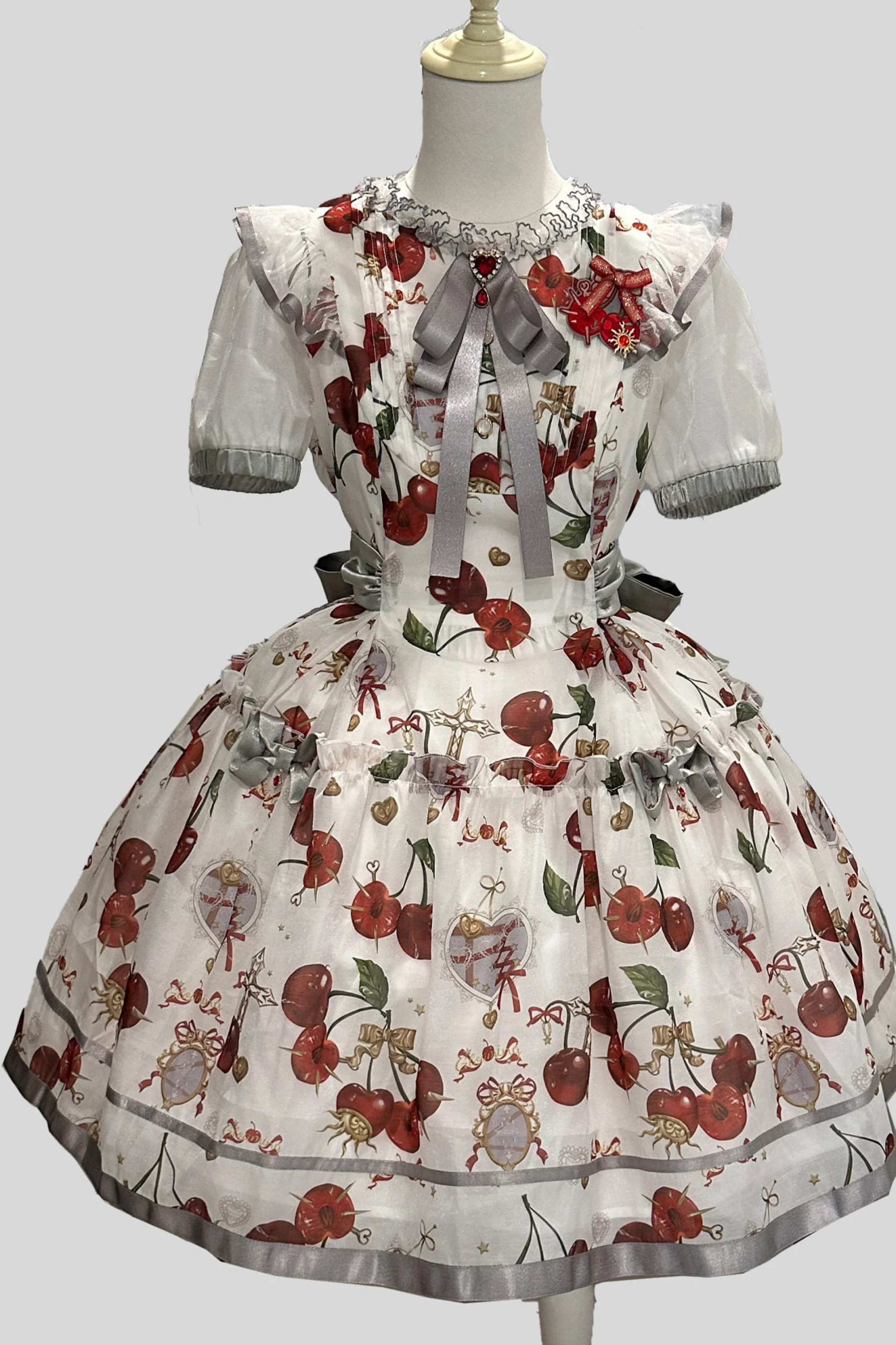 Retro Antique Cherry Sweet Lolita Dress + Jumper Skirt - Image 3
