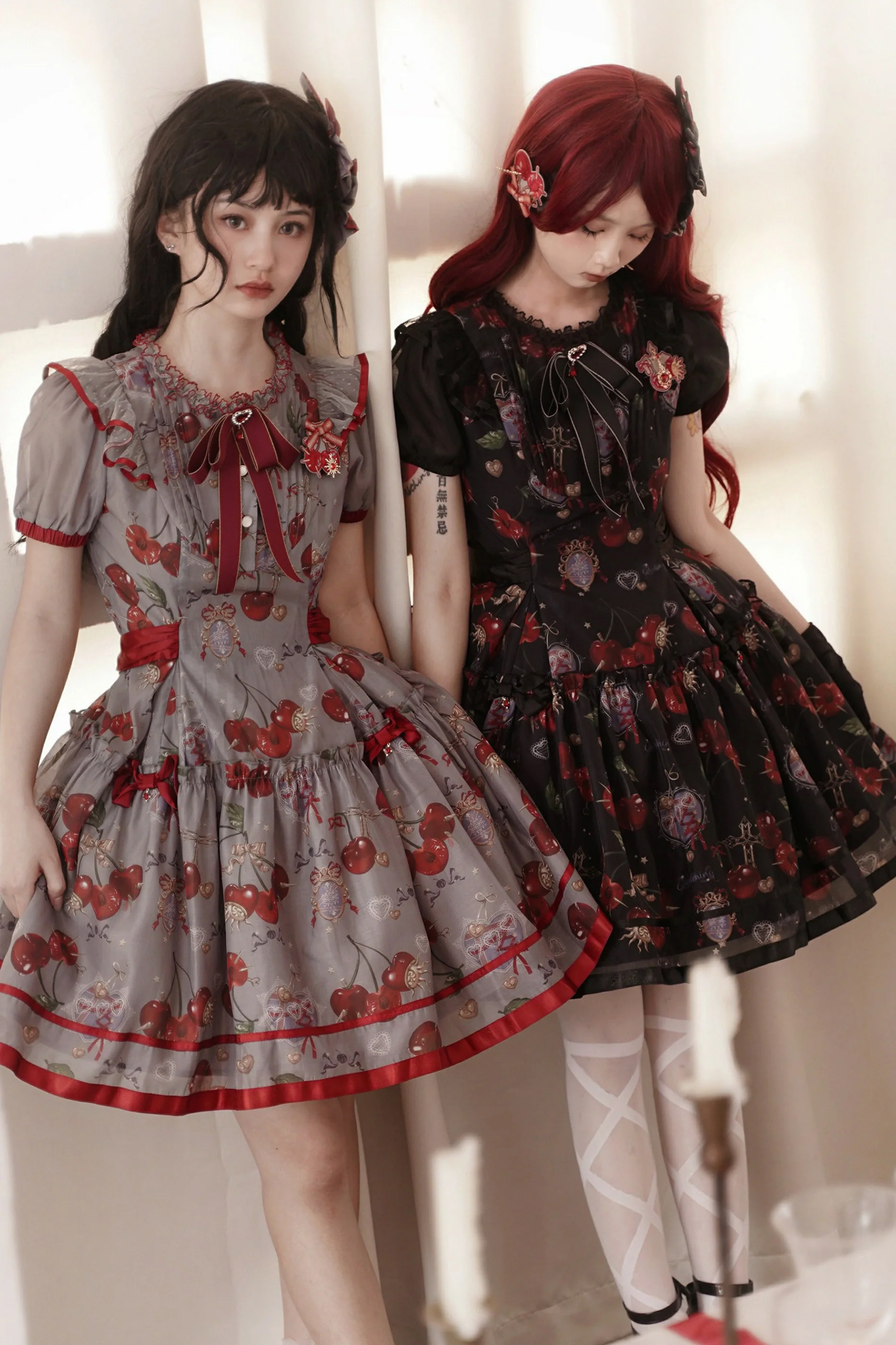 Retro Antique Cherry Sweet Lolita Dress + Jumper Skirt - Image 5
