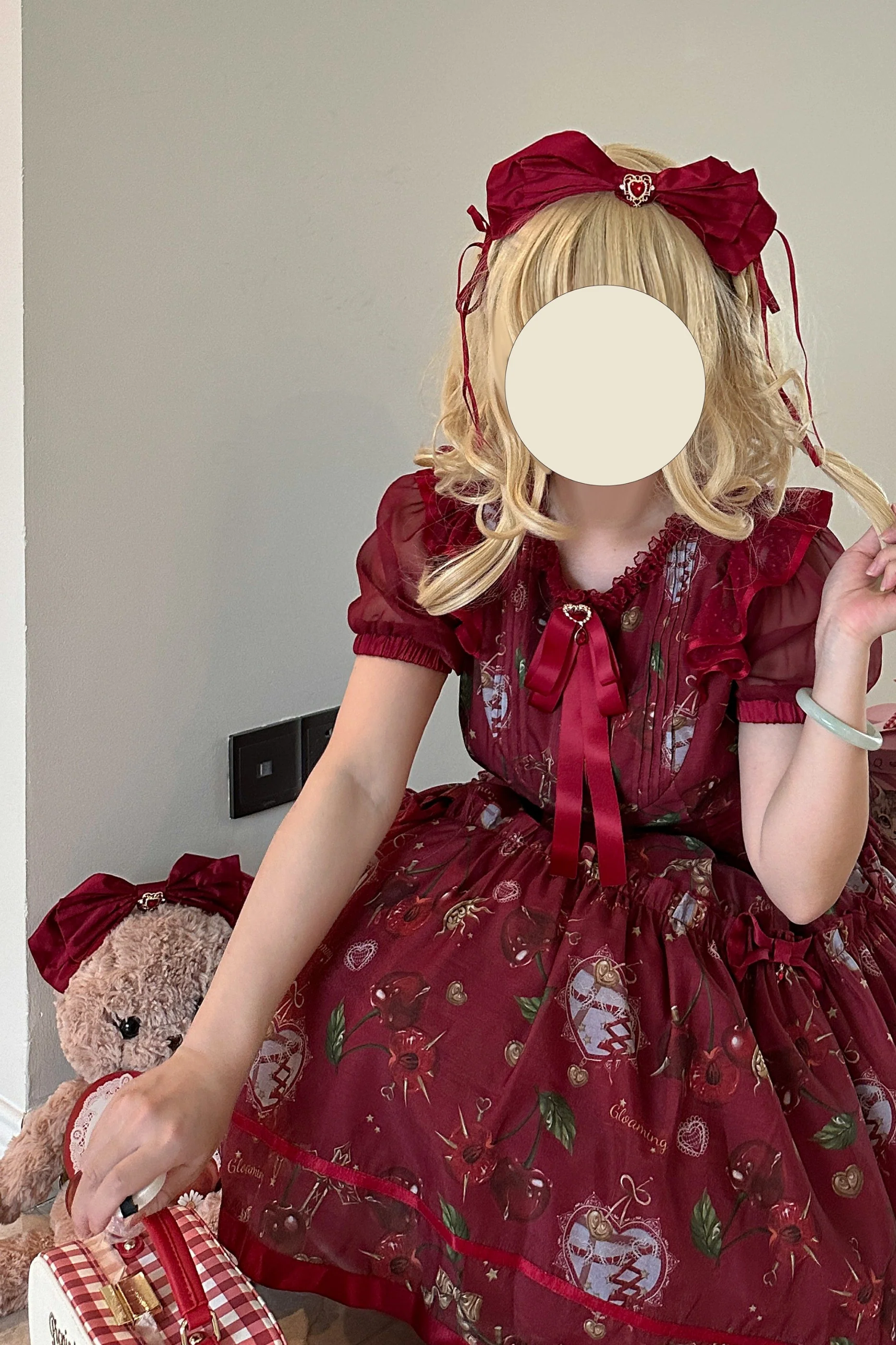 Retro Antique Cherry Sweet Lolita Dress + Jumper Skirt - Image 68