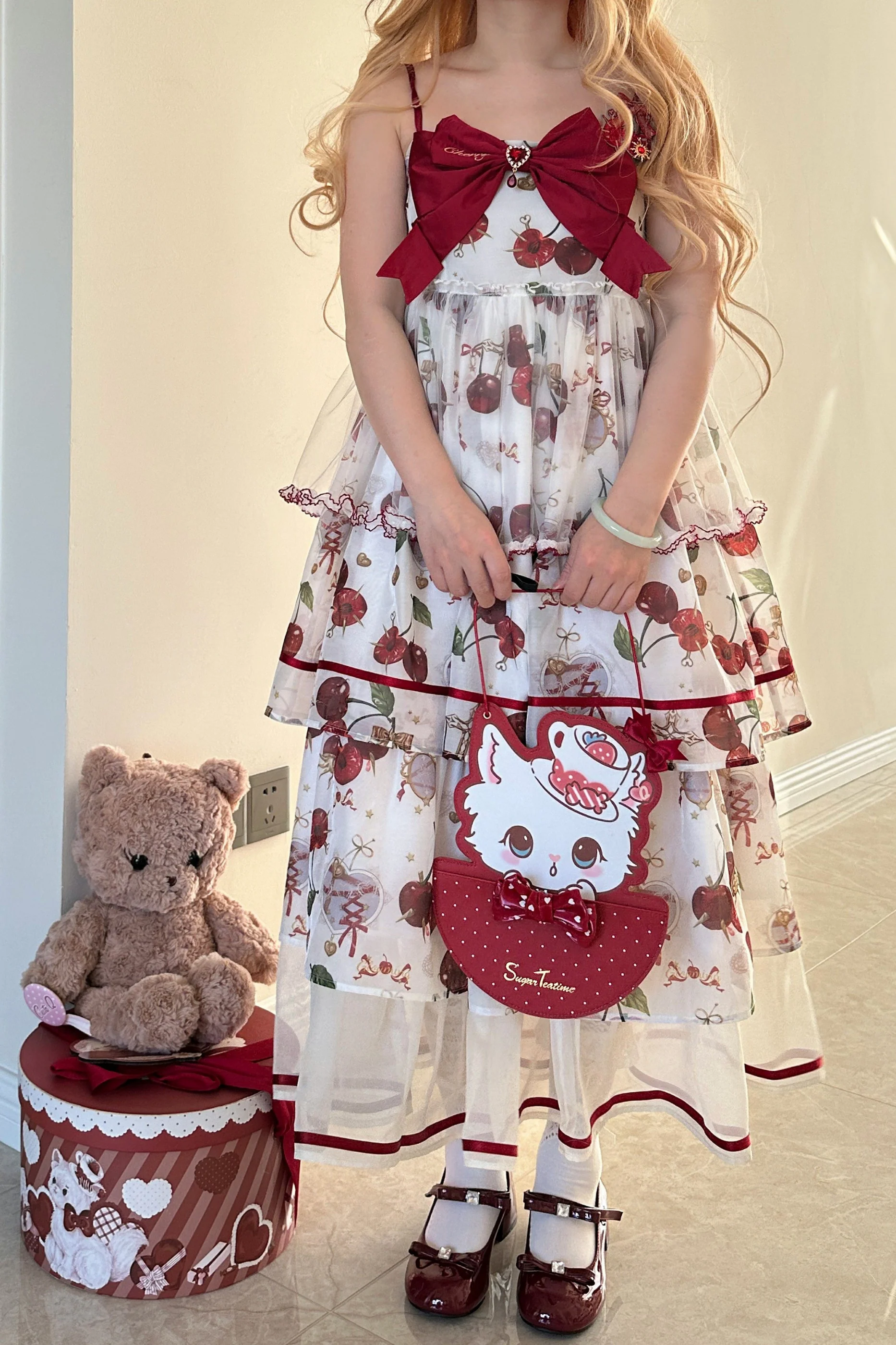 Retro Antique Cherry Sweet Lolita Dress + Jumper Skirt - Image 76