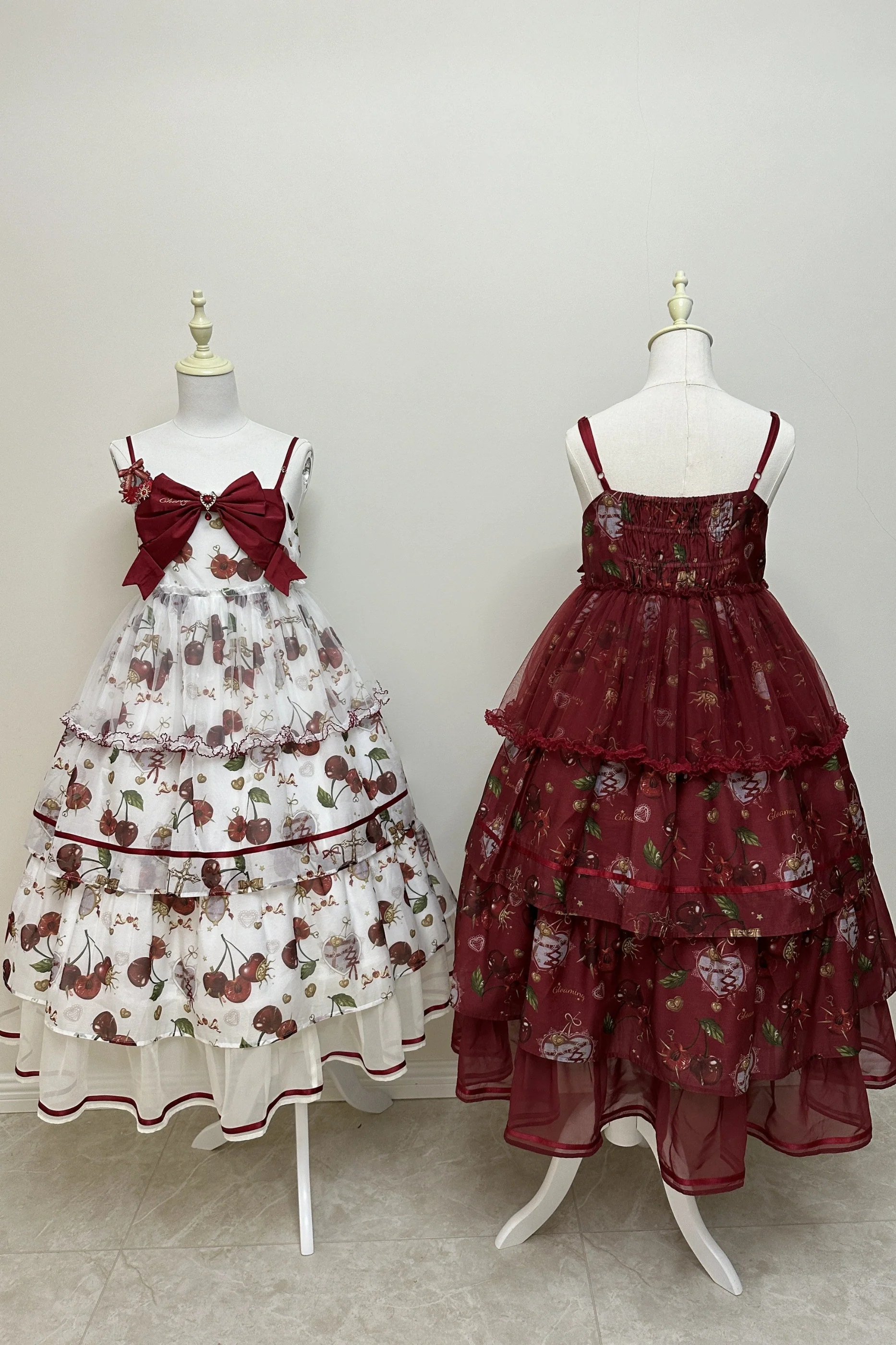 Retro Antique Cherry Sweet Lolita Dress + Jumper Skirt - Image 85