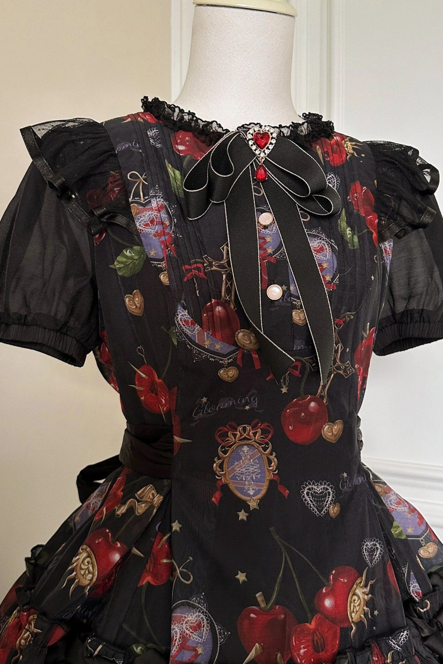 Retro Antique Cherry Sweet Lolita Dress + Jumper Skirt - Image 9