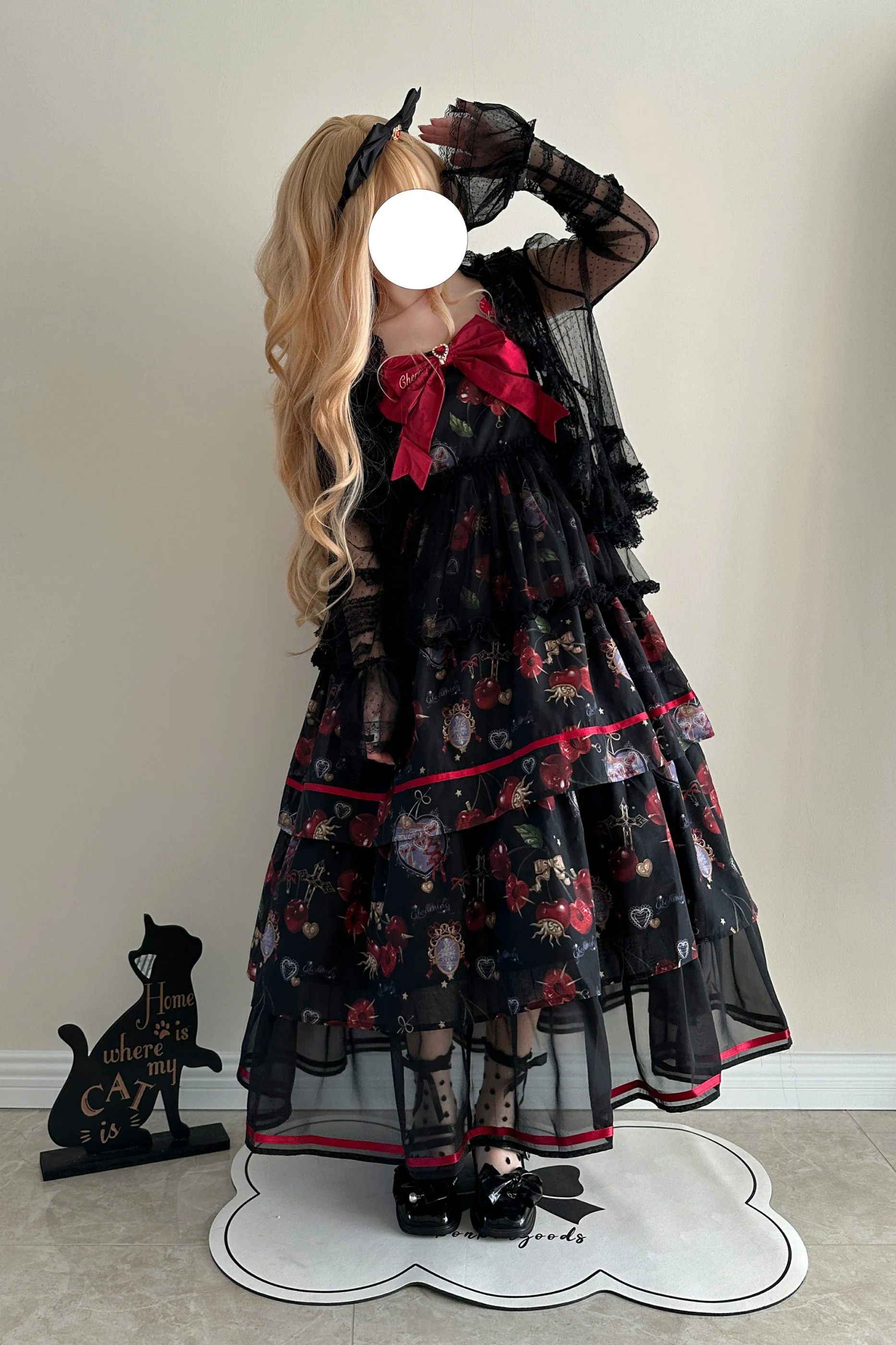Retro Antique Cherry Sweet Lolita Dress + Jumper Skirt - Image 92