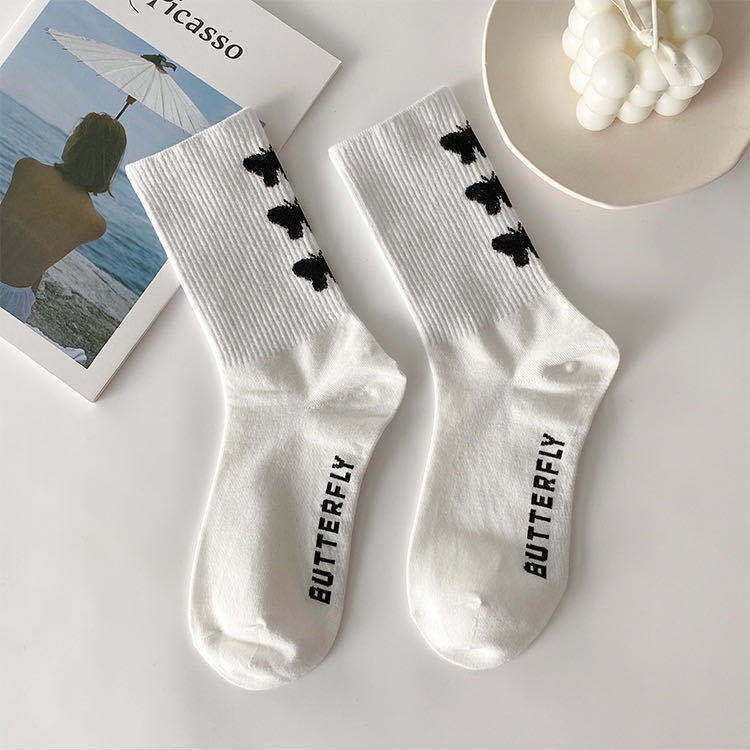 Black & White Butterfly Socks - Image 3