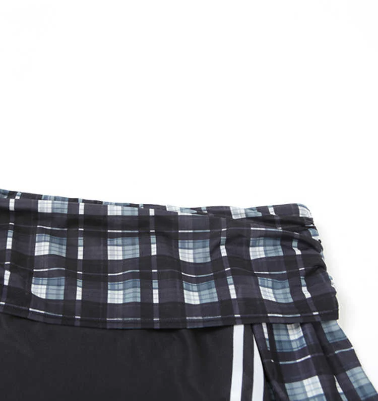 Blokette Plaid Off-shoulder Y2K Long-sleeved Top - Image 3