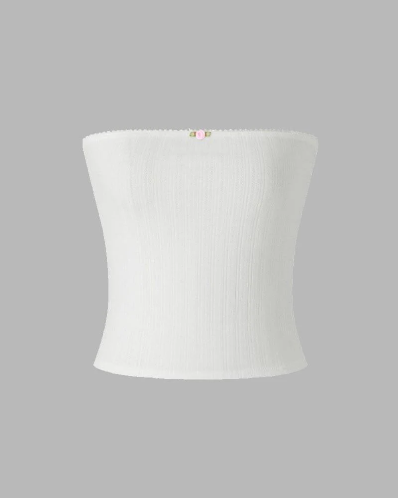 Blooming Rose Ribbed Tube Coquette Top - Image 4
