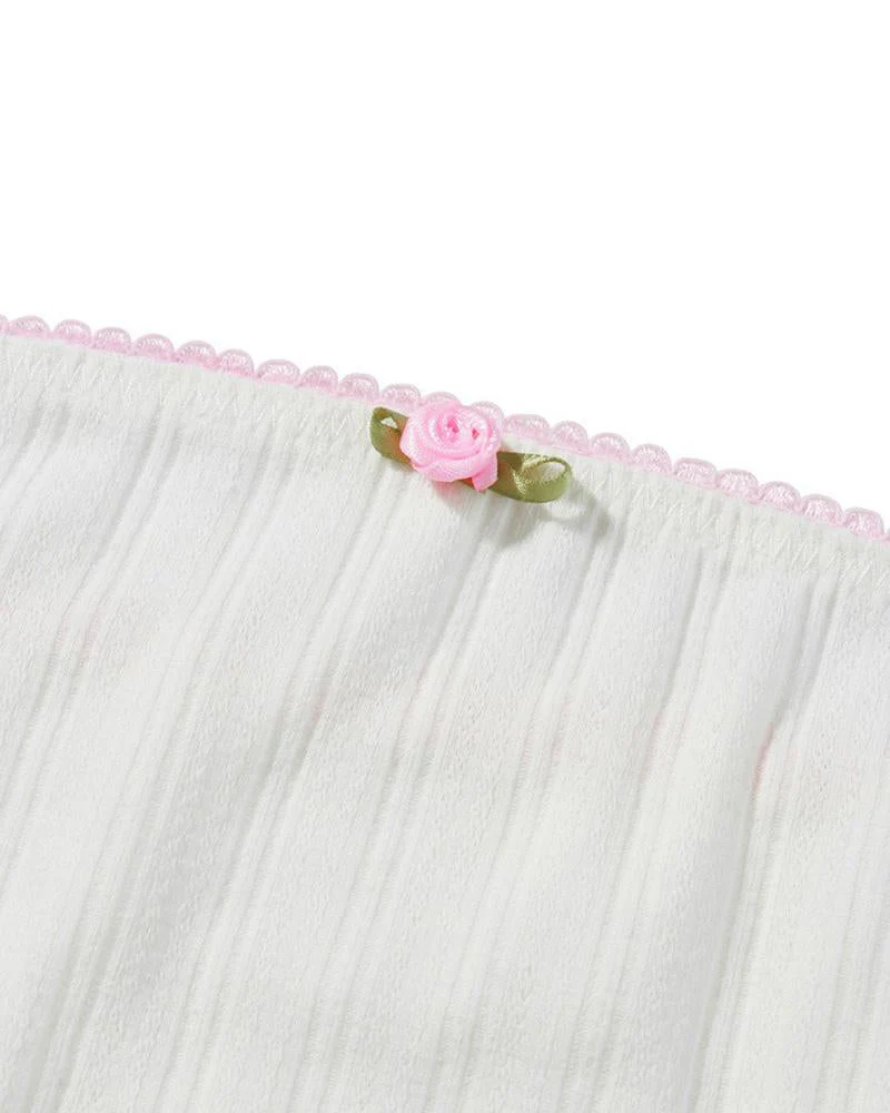 Blooming Rose Ribbed Tube Coquette Top - Image 5