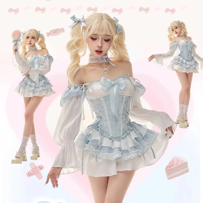 Blue Baby Doll Ruffled Outfit Set - Image 2