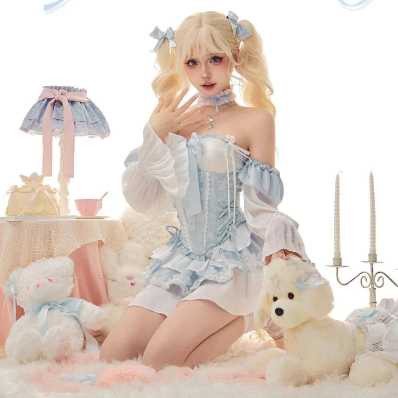 Blue Baby Doll Ruffled Outfit Set - Image 3
