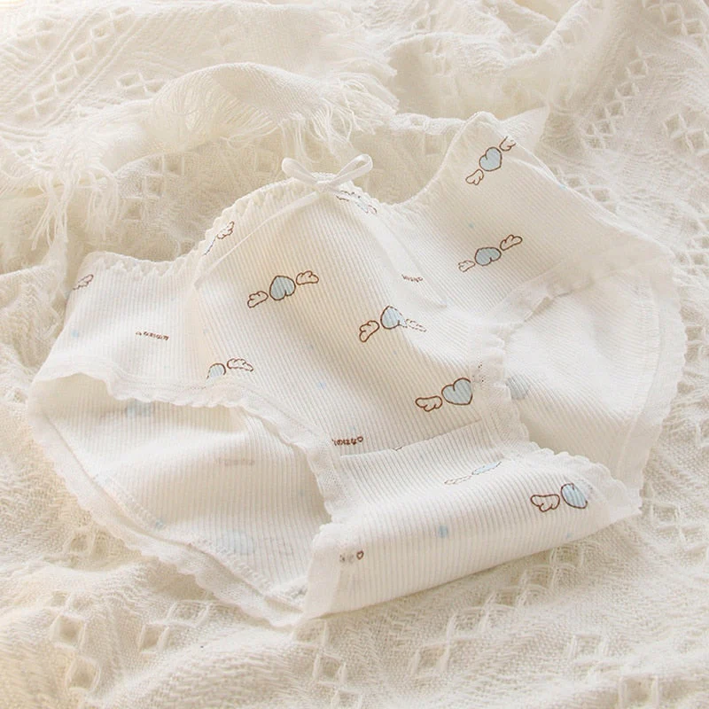 Blue Lace Cotton Sweetheart Undies - Image 3