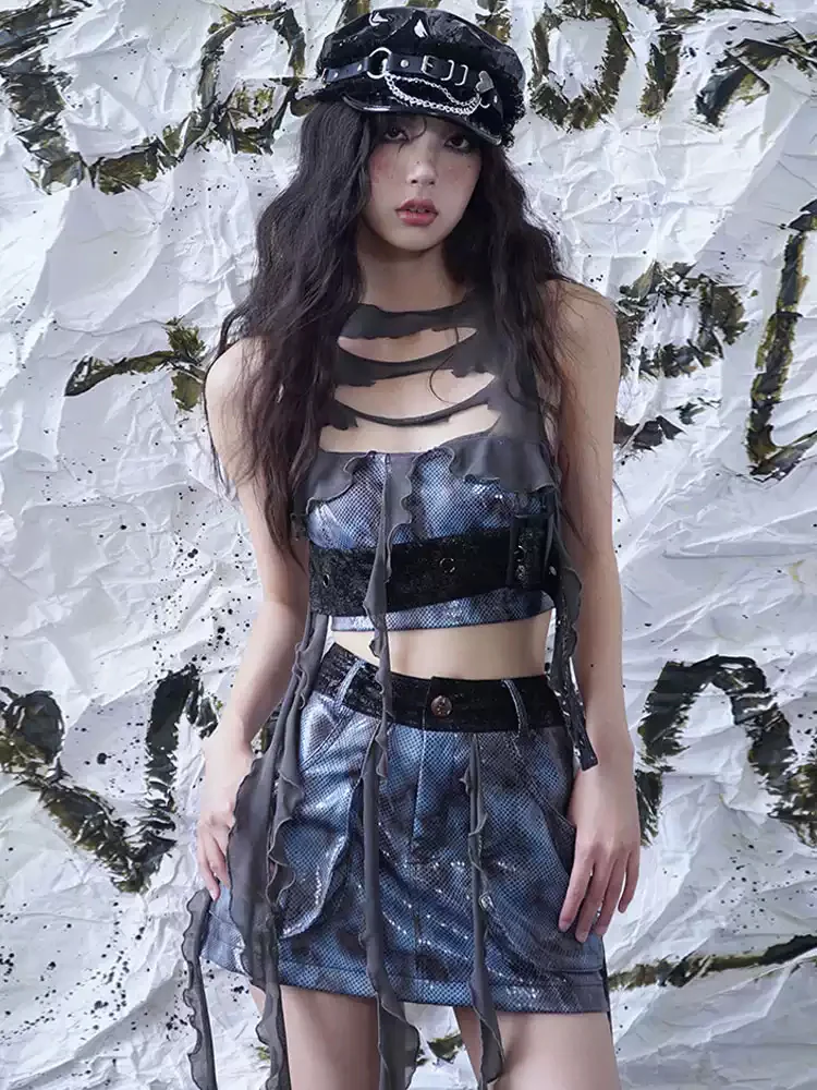 Blue Margaret ripped leather vest - Image 3