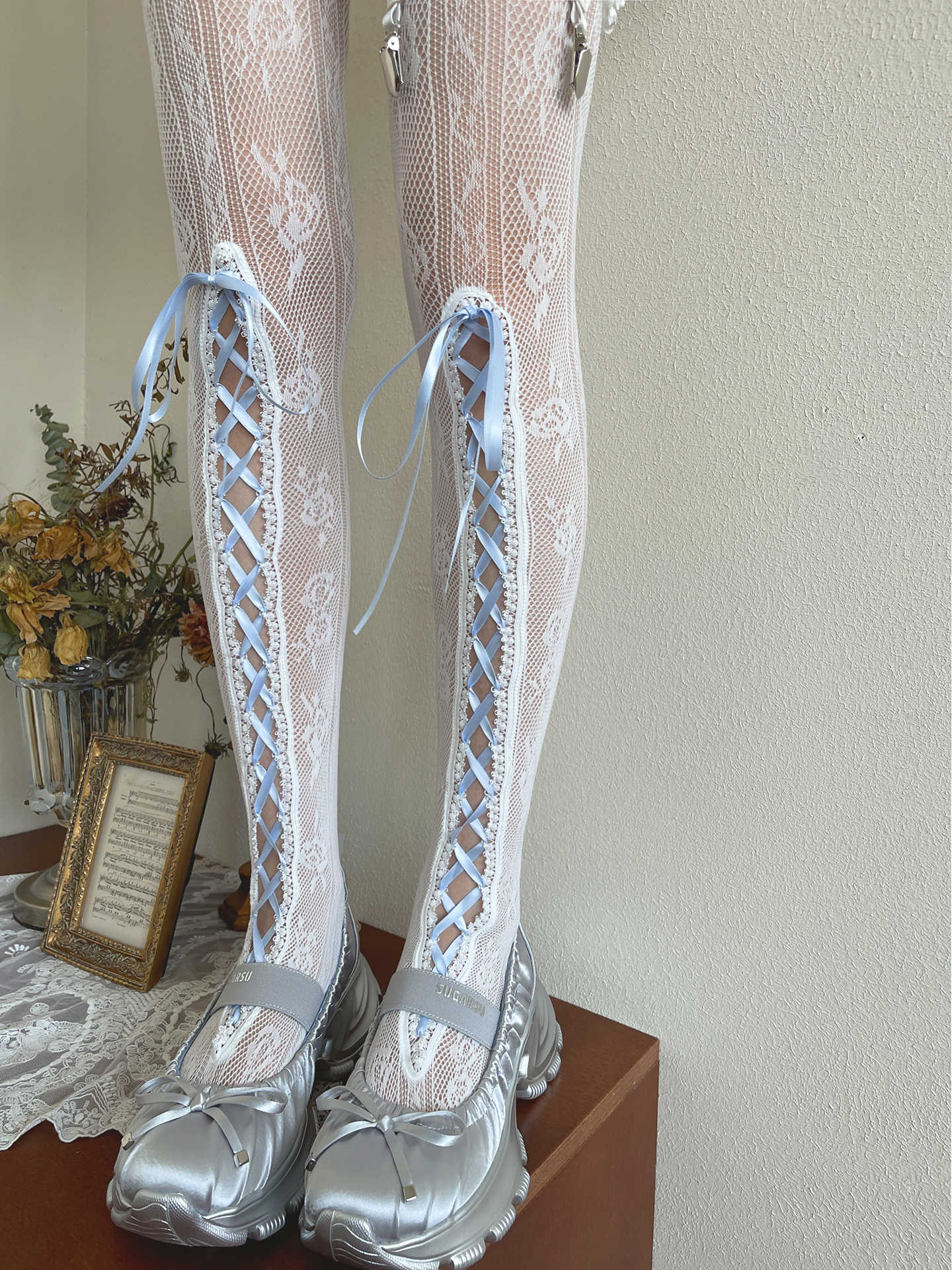 Blue Ribbon Lace Socks - Image 2