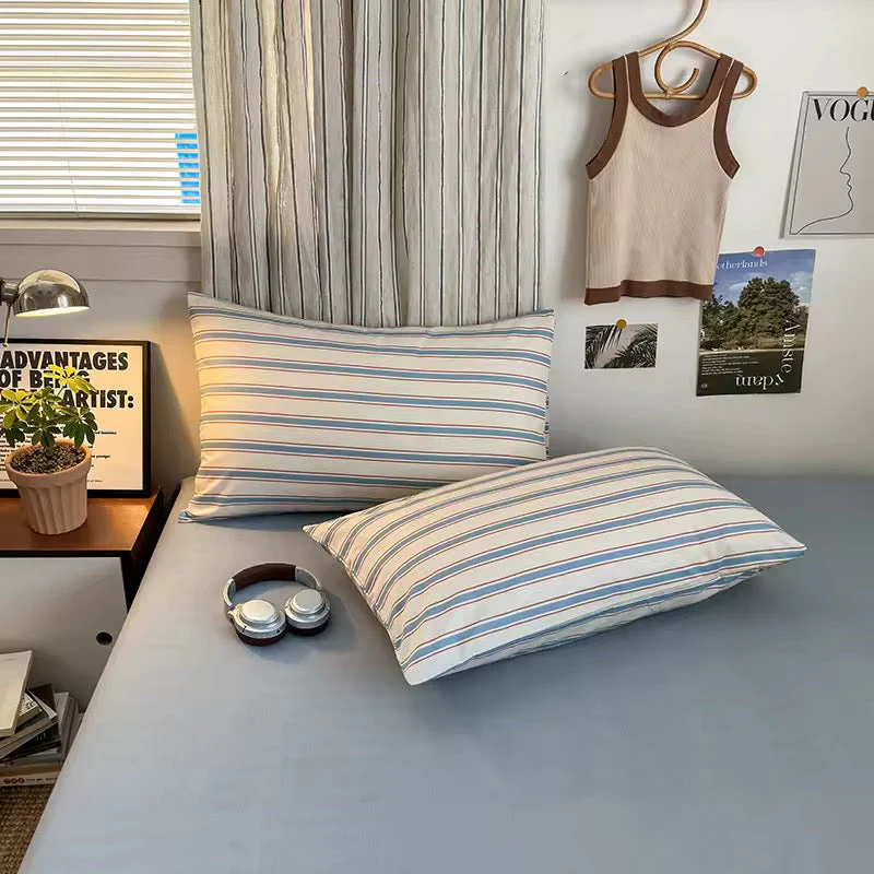 Blue Striped Cotton Bedding Set - Image 6
