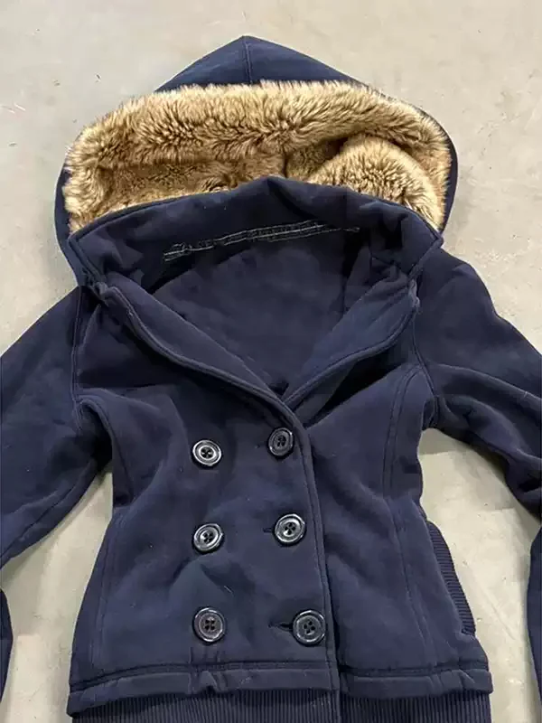 Blue velvet hooded sweatshirt jacket - Image 3