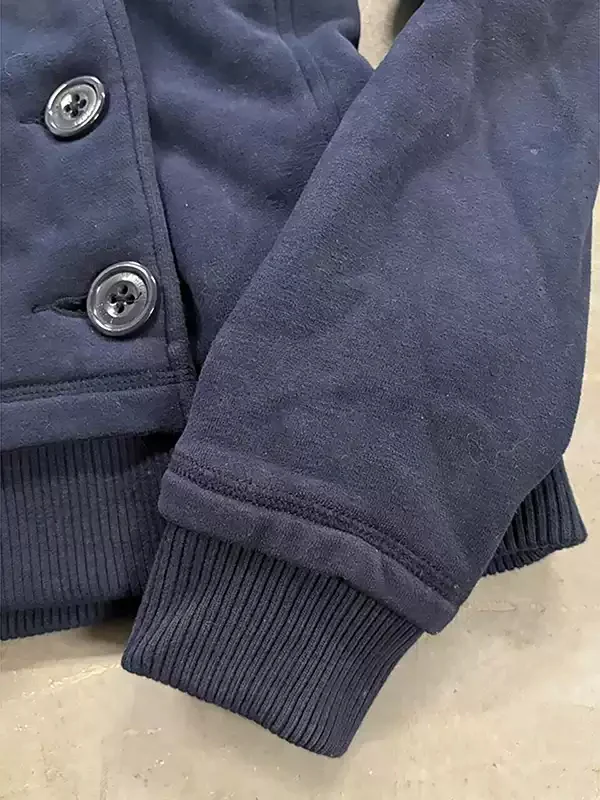 Blue velvet hooded sweatshirt jacket - Image 4