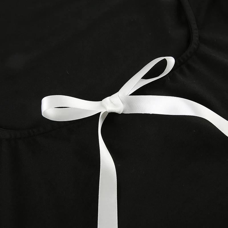 Bow Backless Dark Coquette Long-sleeved Top - Image 3