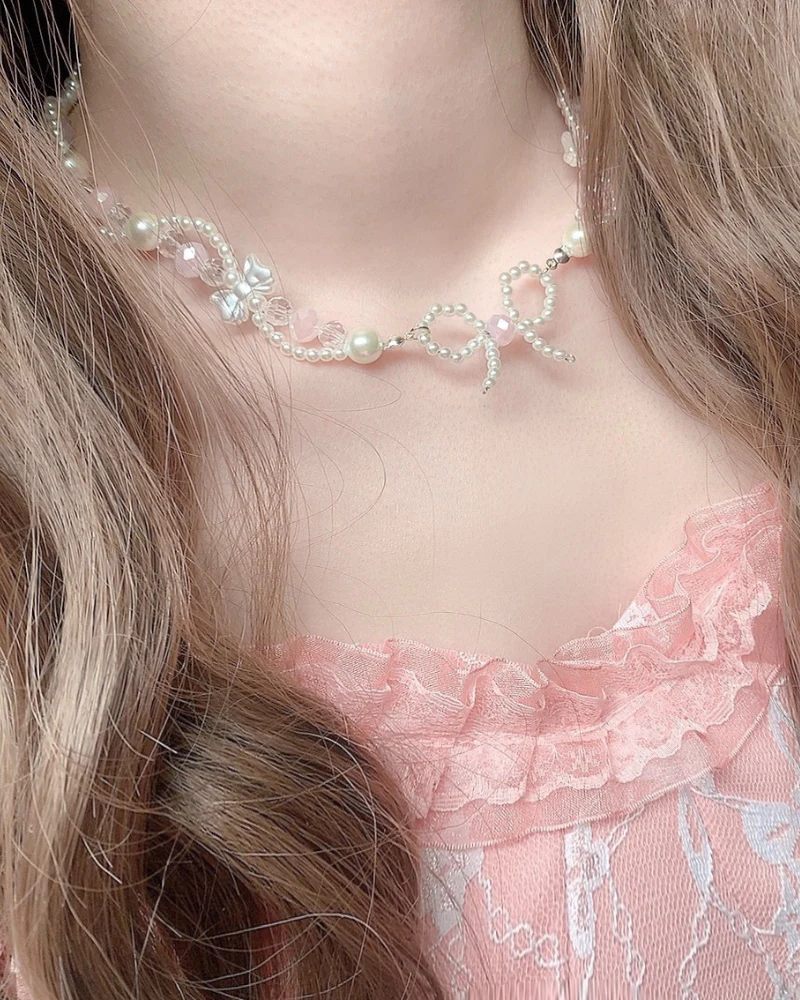 Bow Beaded Sweet Niche Choker - Image 3