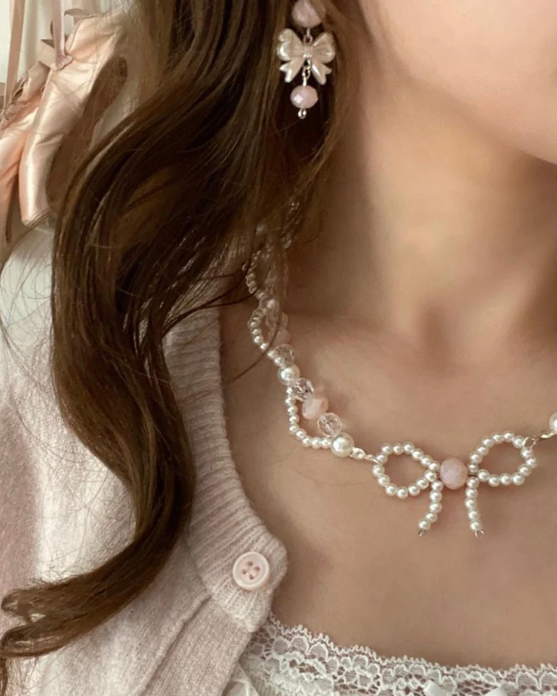 Bow Beaded Sweet Niche Choker - Image 4