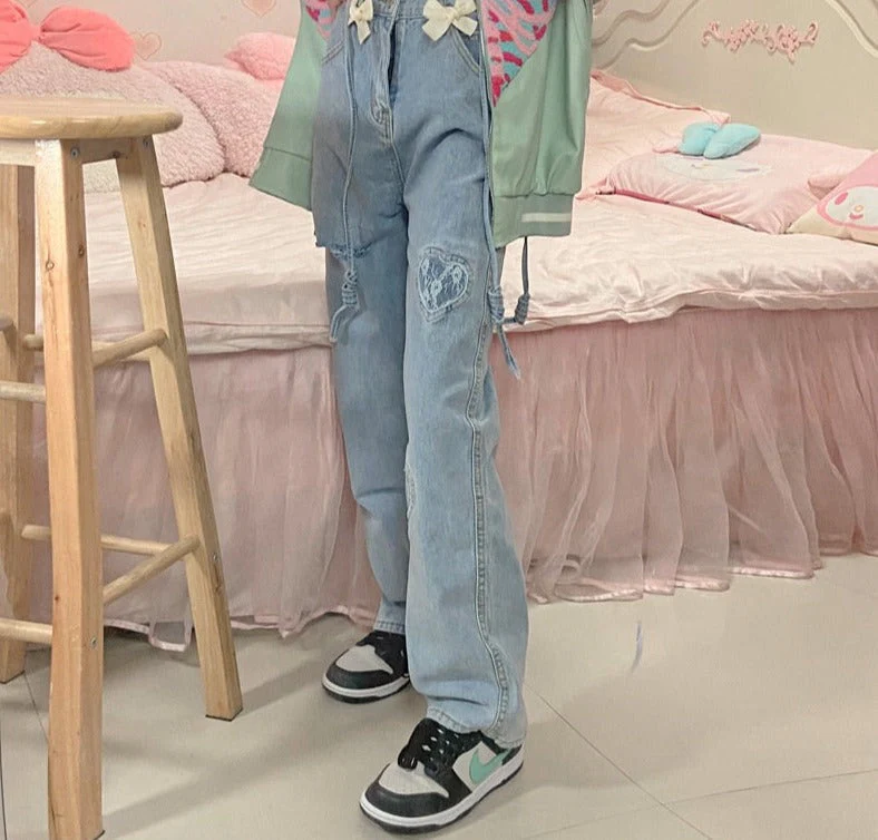 Bow Embellished Denim Jeans - Image 2