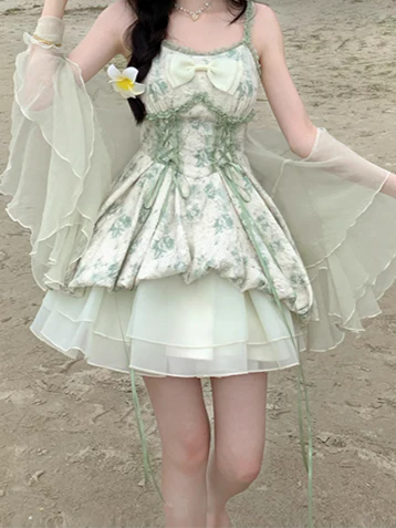 Bow Flower Bud Princess Corset Dress - Image 4