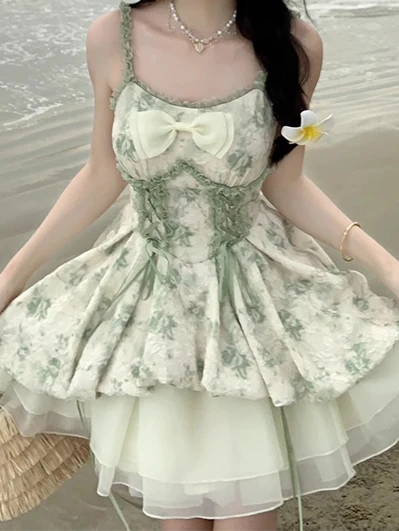 Bow Flower Bud Princess Corset Dress - Image 5