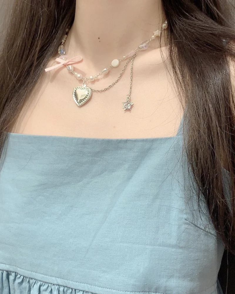Bow Heart Necklace With Small Photo Album - Image 3