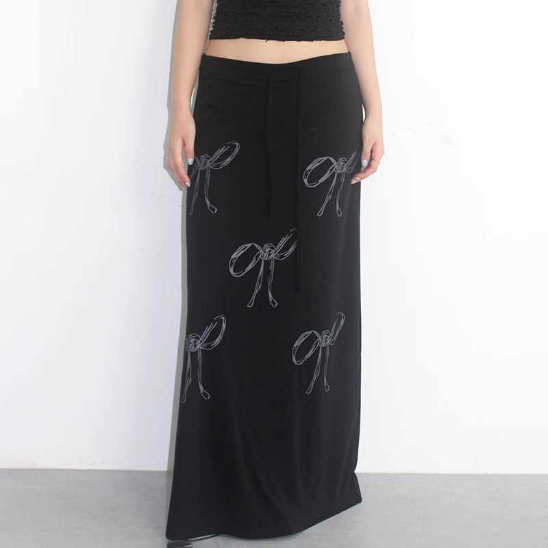 Bow-knot Printed Tulle Dark Coquette Skirt - Image 2