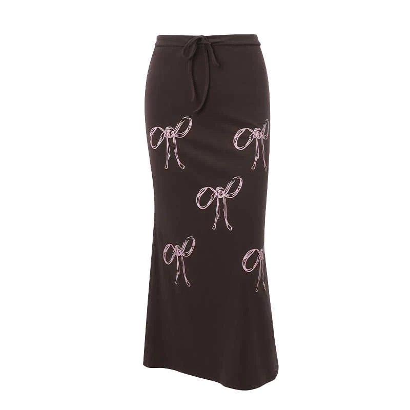 Bow-knot Printed Tulle Dark Coquette Skirt - Image 4