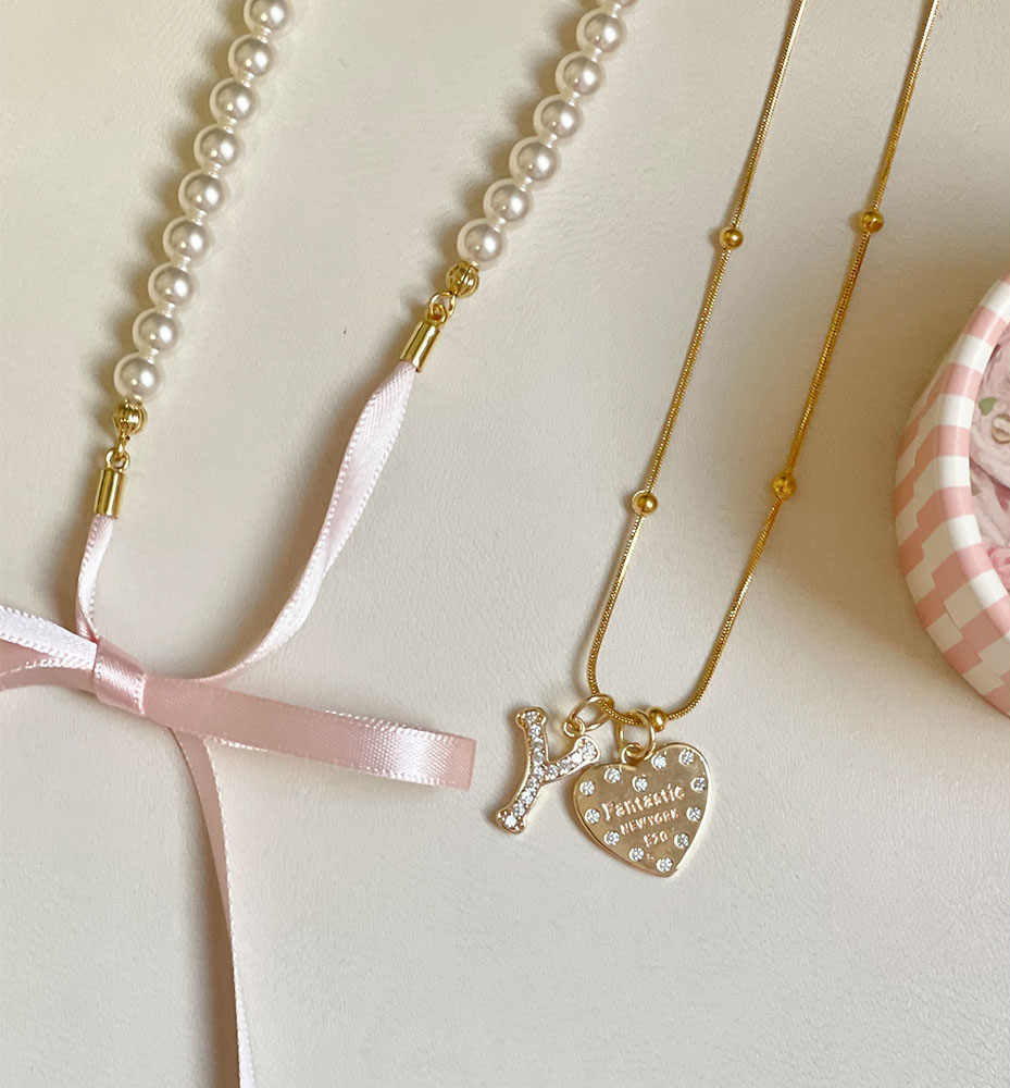 Bow Pearl Love Letters Necklace - Image 2