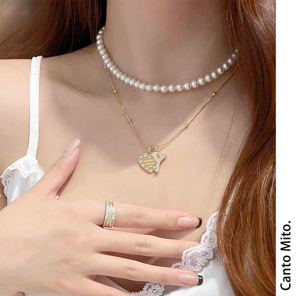 Bow Pearl Love Letters Necklace - Image 6